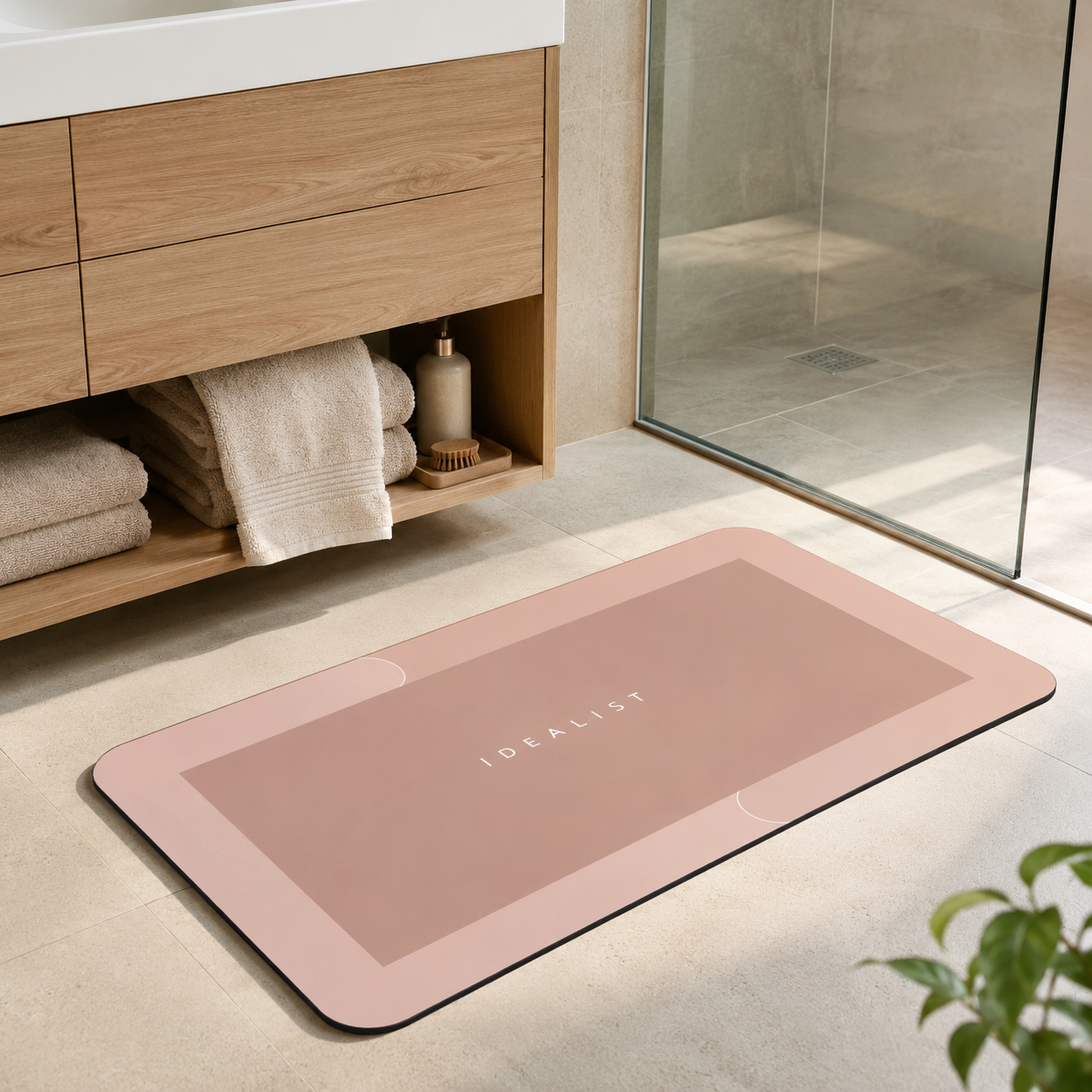Quick-Dry Pink Bath Mat