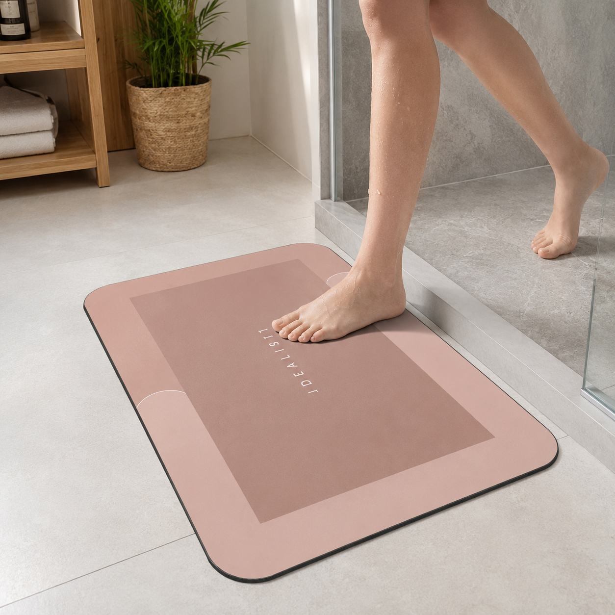 Quick-Dry Pink Bath Mat
